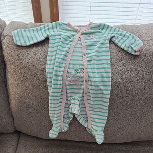 Carter's Teal and Pink Striped Footie